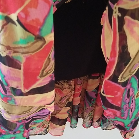 VTG Fashion Bug BOHO Bright Multicolor Floral/Leaves Maxi Gypsy Skirt, Size S - Picture 6 of 16